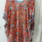 Floral Tasseled Wrap Swim Beach Coverup O/S Nautical Bohemian Costal MuMu Summer Orange Size undefined Photo 0