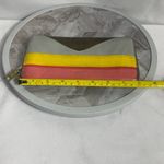 Fossil Leather Zip Around Wallet Colorblock Gray Yellow Pink RFID Style Photo 4