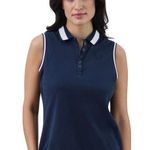 CHAPS Womens Sleeveless Polo Shirt Size XL Navy & White New Photo 0