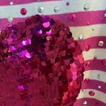 The Comfy Crop Top Pink Striped Sequin Heart Womens Medium Shirt Beautees Photo 7