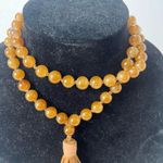 Carnelian Agate and Leather Tassel Necklace Beaded Brown Boho 12" Brown Pullover Photo 8