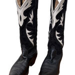 Dan Post Vintage  Black Suede White Stitching Cowboy Western Boots Size 6M Photo 0