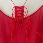 Victoria's Secret  Red Sheer Open Back Sexy Chemise Lingerie Rhinestone Strap XL Photo 2