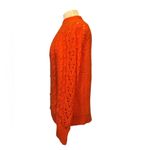 J.Crew Small Cable Knit Pointelle Sweater with Popcorn Flowers Orange wool Photo 1
