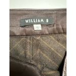 William B VTG Chocolate Rust Stripe Wool Blend Leather Pencil Shirt Sz… Photo 6