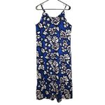 Koko Knot Rayon Blue White Floral Tropical Hawaiian Maxi Dress USA Medium Photo 6