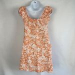 Blu Pepper Orange Daisy Print Button Front PuffSleeve MiniDress Sundress Small Cottagecore Photo 3