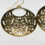 Premier Designs  Stamped Brass Tone Floral Pattern Hook Earrings Photo 1