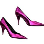 Saint Laurent NEW Kiki 85 Metallic Leather Pumps size 37 Pink Photo 4