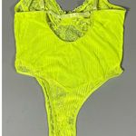 Lime Green Yellow Neon Floral Lace Underwire Teddy Onesie Playsuit Lingerie Bodysuit Size S 💚 Photo 1