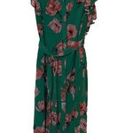 Who What Wear Green Floral Midi Dress Womens Small Ruffles Lined Photo 0