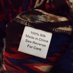 Parker 100% Silk Multicolor Abstract Blouse Elastic Waist Kimono Sleeve Size S Photo 3