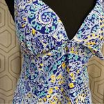 Crown & Ivy  Tankini Top Navy Paisley Built-in Bra Bikini Top Size S Photo 4