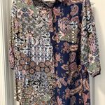Fig and Flower Women’s Navy and Multicolor Patchwork Shirt Size 2X Blue Photo 0