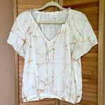 Cloth & Stone  Size Medium vneck tie front ruffle short sleeve blouse top shirt Photo 0
