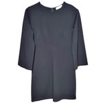 Everlane Ponte Knit Crew Neck 3/4 Length Bell Sleeve Mini Dress in Solid Black Photo 41