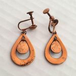 Vintage Teal Turquoise Copper Pierceless Dangle Earrings Blue Photo 1