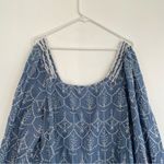 Caslon  Plus Size Cotton Eyelet Top Blue White Boho 3/4 Sleeve Peasant Blouse 2X Photo 13