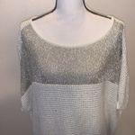 Cache metallic silver loose fit short sleeve sweater Photo 1