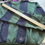 Tommy Hilfiger Vintage 90's Green & Blue Striped Cotton Knit Sweater Men's XL Photo 4