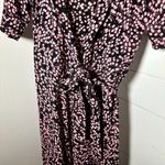 Ganni  Floral Print Wrap Midi Dress Pink Black Dainty Feminine Size 36/Small Photo 3