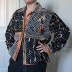 Vintage Yak Magik Silk Blend Western Blazer/Jacket Women's Medium Brown/White White Photo 0