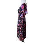 Reiss  Leni black floral midi dress wedding guest cocktail party feminine fitted Photo 5