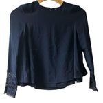 ZARA Trafaluc Boxy Blue Blouse with Lace Accents size XS Photo 1