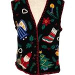 Signatures by Northern Isles Hand Embroidered Christmas Sweater Vest Black Size M Photo 0