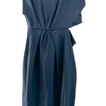 ZARA NWT Cut Out Side Slit SatinNavy Blue Maxi Dress XL Photo 0