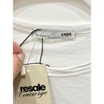 ZARA  Embellished Pearl Short Sleeve Crew Neck T-Shirt White Women's Size S Photo 3
