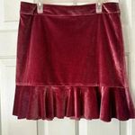 Dress Forum Holiday party velour mini skirt with ruffle hem, maroon, size medium Photo 0