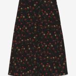 The Kooples  Women's Black Silk Floral Print High Waist Midi Skirt‎ 0 Photo 3