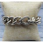 Victoria's Secret Gold Tone Chain Link Bracelet Rhinestones Toggle Clasp 8 in. Photo 0