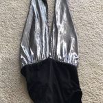 Boohoo Bohoo Silver Metallic Wrap Bodysuit Photo 1