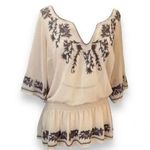 Twenty One Faith Peasant Blouses Gathered Waist Semi Sheer Embroidered Size 1X Photo 0