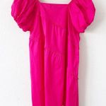 Taylor Tillman Square Neckline Puff Sleeve Mini Dress in Fuchsia Pink Photo 7