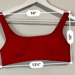 Lands' End Lands’ End Women’s Square Neck Scalloped Detail Bikini Top Red Size 6 NWOT FLAW Photo 5