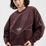 Adidas NEW  Corduroy Mix Material Sweatshirt Brown Women’s Medium Photo 0