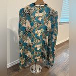Knox Rose Women Top Blue Floral Kimono Cardigan Boho Open Front - XS/S -EUC Photo 1