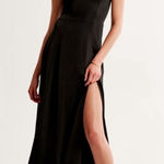Abercrombie & Fitch Abercrombie Black Satin Camille Maxi Dress Photo 0