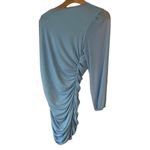 Lyaner Dress Womens Large Blue One Shoulder Sleeve Short Prom Cocktail Chiffon Photo 1