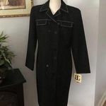Bahari Group Womens Black Solid Polyester Buttons Front Long Overcoat Si… Size 10 Photo 0