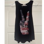 American Rebel sz M Womens Black Peace Flag Graphic Tank Top Edgy Western Grunge Size M Photo 1