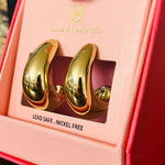 House of Harlow 1960 Gold Chunky Semi Hoop Earrings Large Statement NWT Photo 0