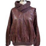 VTG GIMO'S Italy Lamb leather sweater Pullover Women's NWT eu52/XXL US Unisex Brown Size XL Photo 0