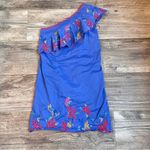 SALONI One Shoulder Ruffle Embroidered FLORAL Dress BLUE Size 6 #134 Photo 8