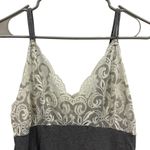 Lace Tee Cotton Chemise Sleeveless Nightgown PJ Nightgown Gray and Cream Medium Photo 5
