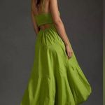 Anthropologie NWT V-Neck Tiered Bubble-Hem Dress Size XSP Lime 100% Cotton Photo 3