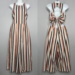 Adelyn Rae Gidget Striped Woven Sleeveless Tie Back Cropped Jumpsuit Size Small Photo 3